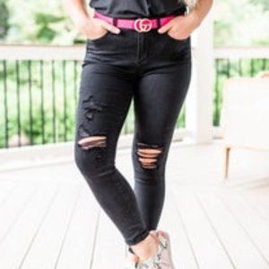 Judy Blue Distressed Black Skinny Jean Plus - Size 22W